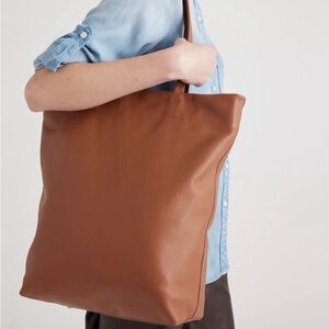 Quince Italian Leather Tall Zip Top Tote